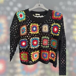 Debut Multicolor Crochet Crew Neck Sweater s.6